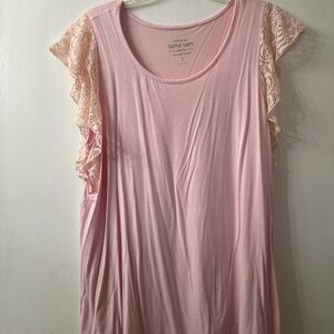 Torrid Size 1 super soft light pink lace sleeve blouse